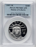 1997-W $100 One-Ounce Platinum Eagle Statue of Liberty Blue Gradient PCGS PR70