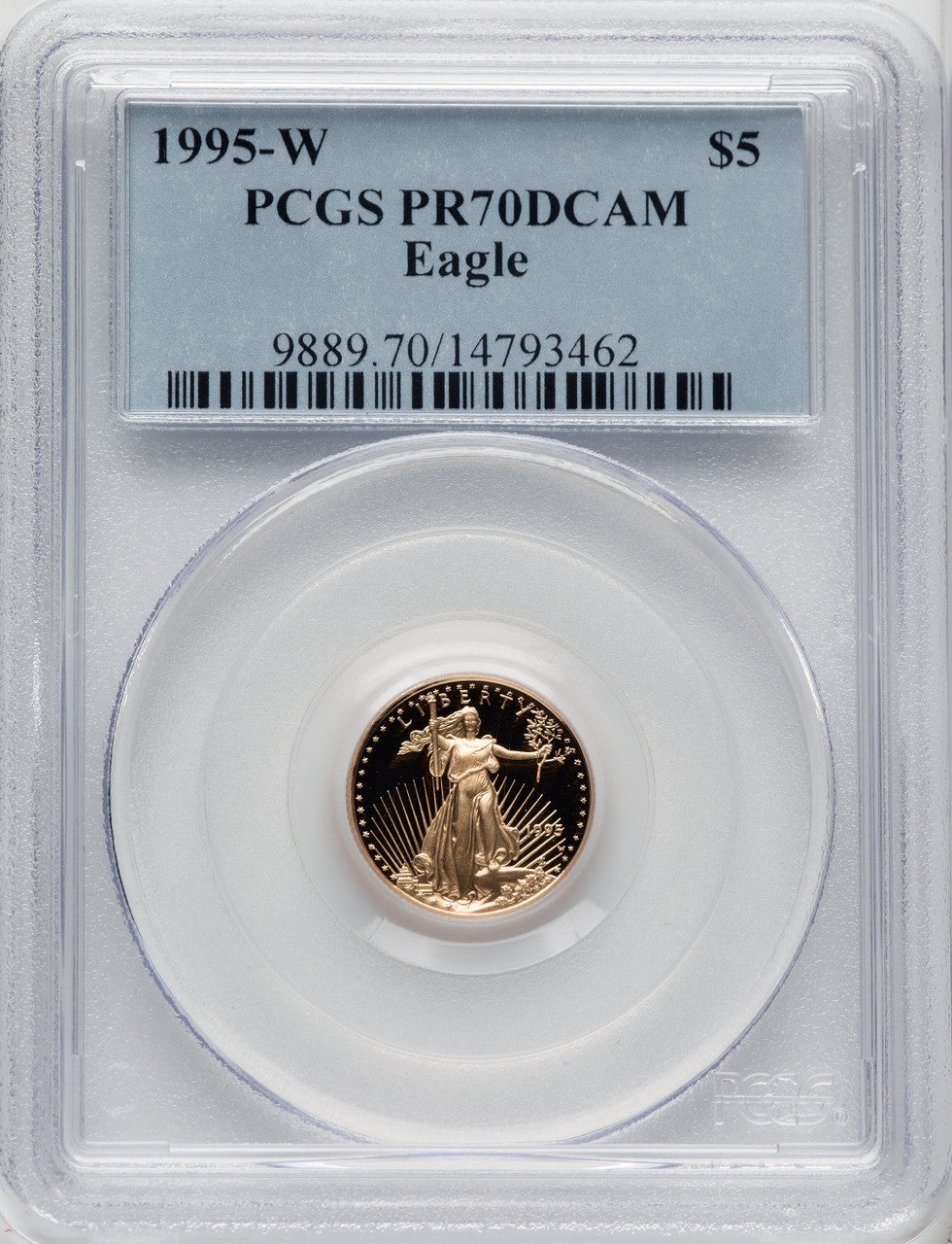 1995-W $5 Tenth-Ounce Gold Eagle Blue Gradient PCGS PR70