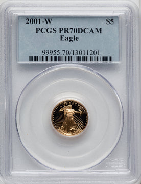 2001-W $5 Tenth-Ounce Gold Eagle Blue Gradient PCGS PR70