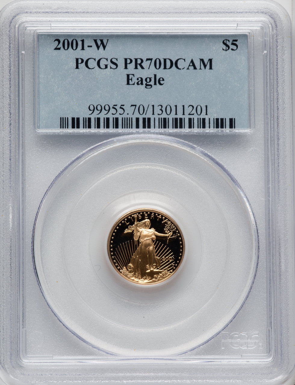 2001-W $5 Tenth-Ounce Gold Eagle Blue Gradient PCGS PR70