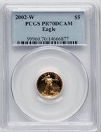 2002-W $5 Tenth-Ounce Gold Eagle Blue Gradient PCGS PR70