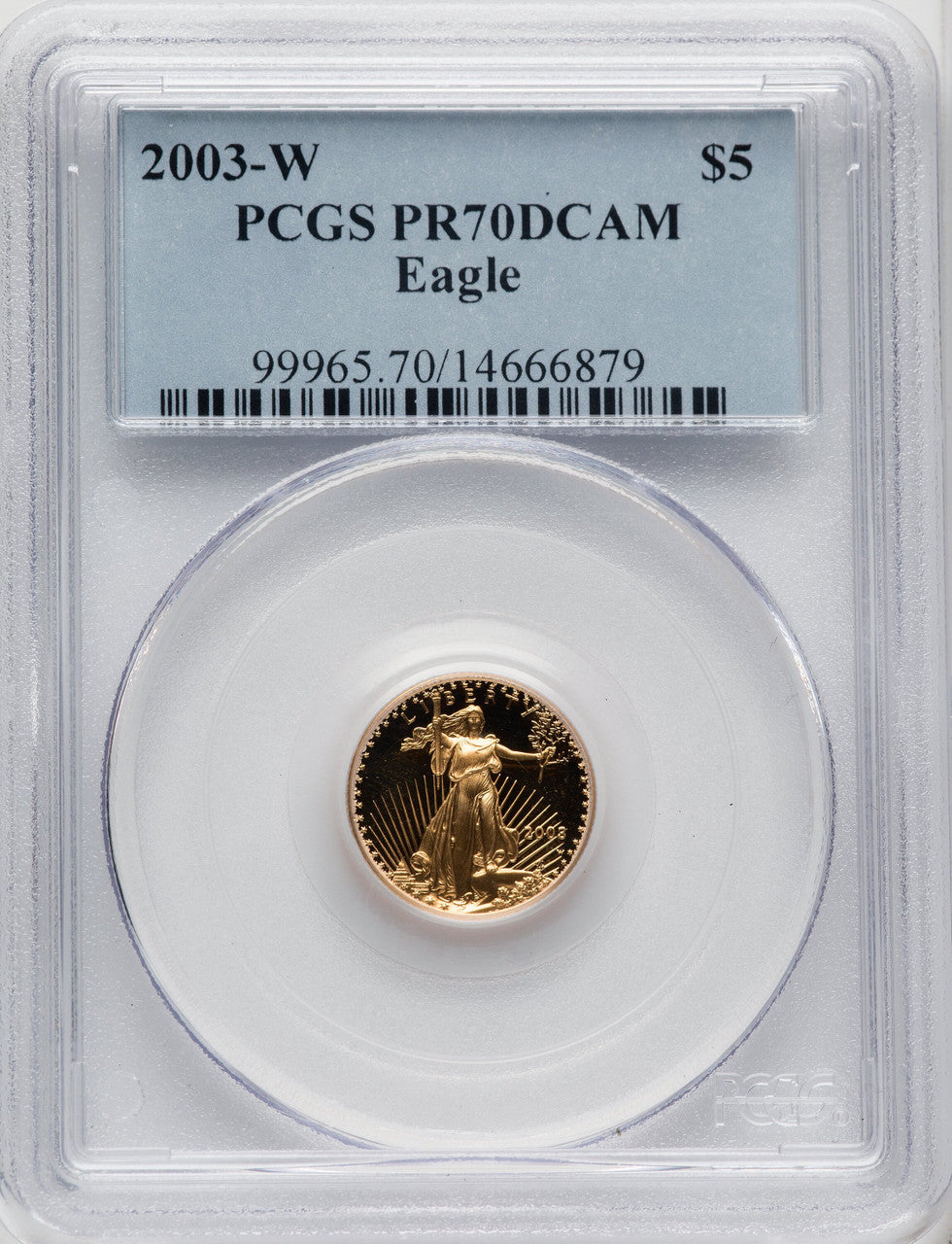 2003-W $5 Tenth-Ounce Gold Eagle Blue Gradient PCGS PR70