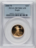 2000-W $10 Quarter-Ounce Gold Eagle Blue Gradient PCGS PR70
