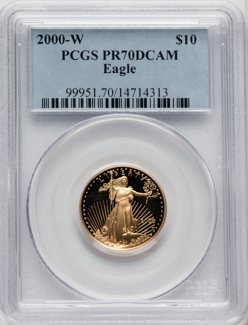 2000-W $10 Quarter-Ounce Gold Eagle Blue Gradient PCGS PR70