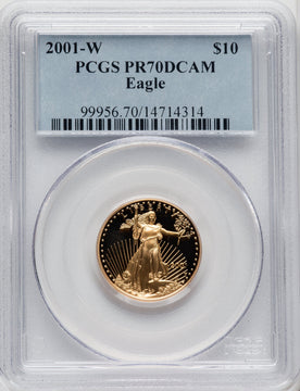 2001-W $10 Quarter-Ounce Gold Eagle Blue Gradient PCGS PR70