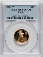 2001-W $10 Quarter-Ounce Gold Eagle Blue Gradient PCGS PR70