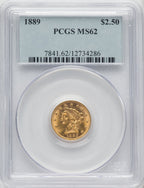 1889 $2.50 Liberty Quarter Eagle PCGS MS62