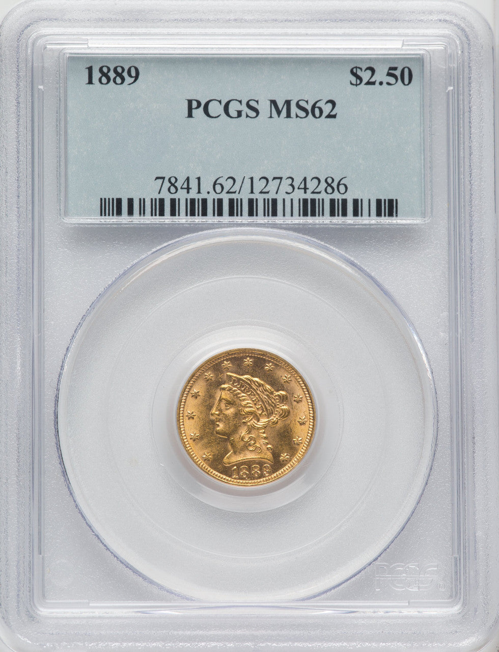 1889 $2.50 Liberty Quarter Eagle PCGS MS62
