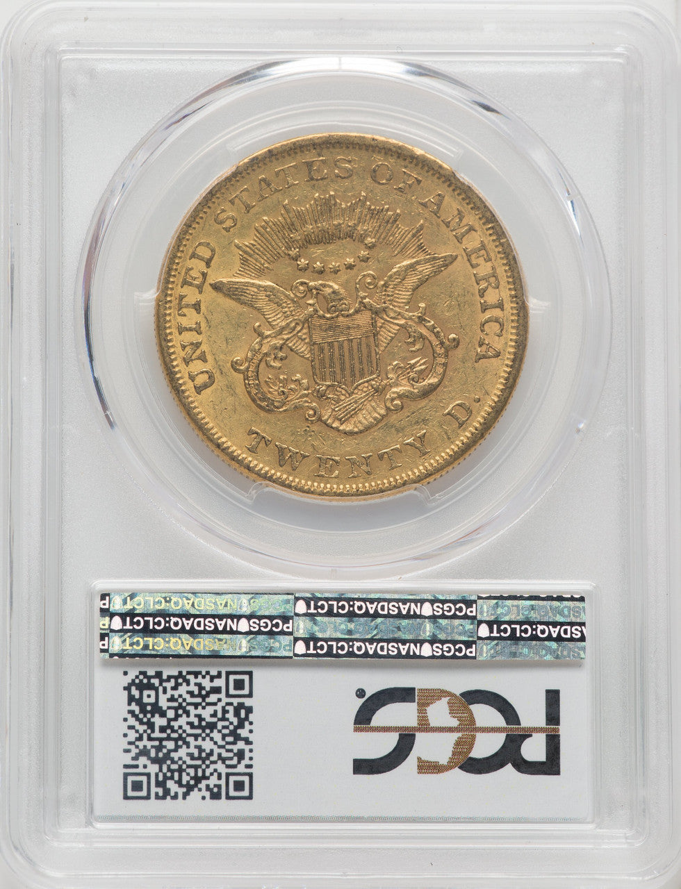 1861 $20 CAC Liberty Double Eagle PCGS AU55