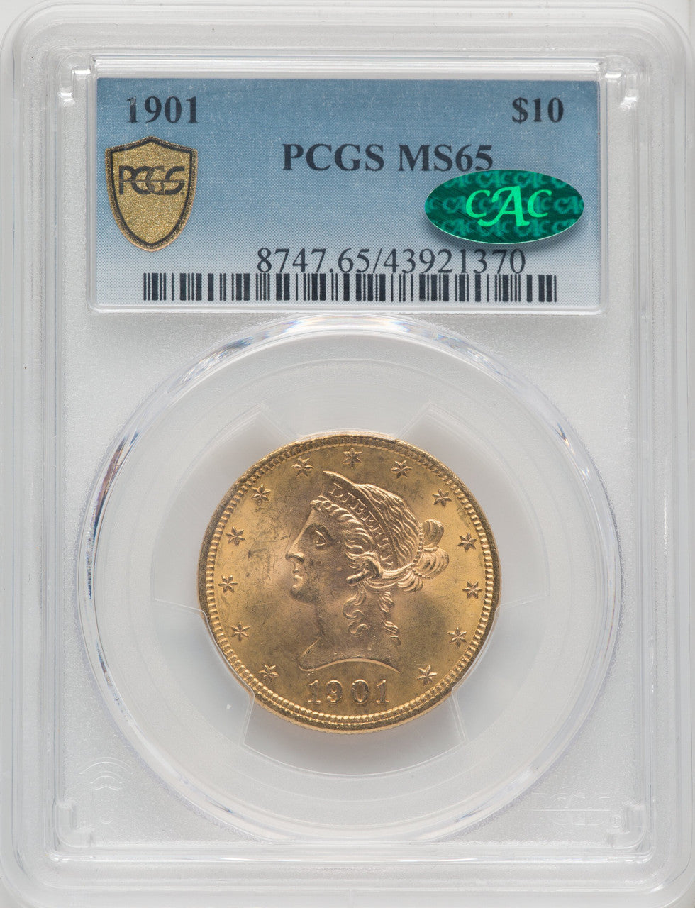 1901 $10 CAC Liberty Eagle PCGS MS65
