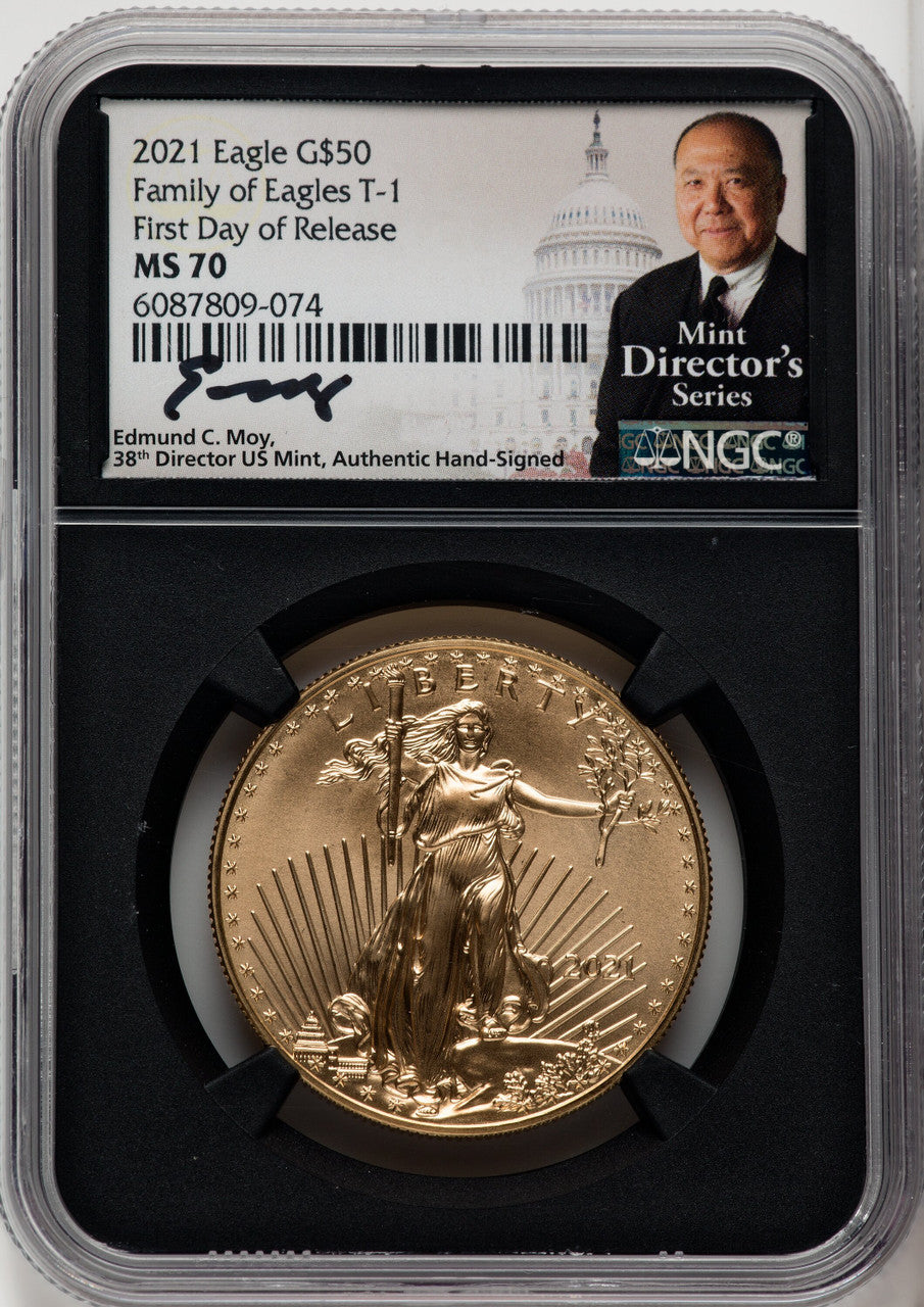 2021 $50 One-Ounce Gold Eagle Type One First Day of Issue NGC MS70