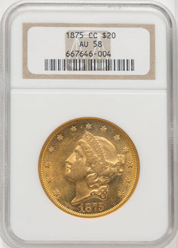 1875-CC $20 Liberty Double Eagle NGC AU58