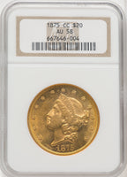 1875-CC $20 Liberty Double Eagle NGC AU58