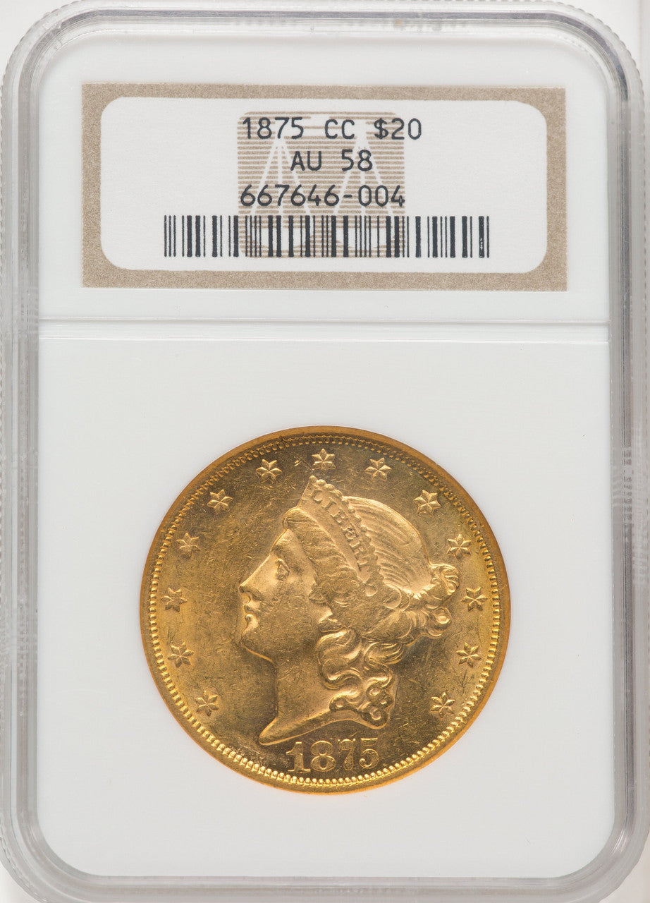 1875-CC $20 Liberty Double Eagle NGC AU58