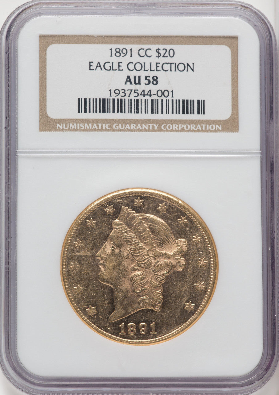 1891-CC $20 Liberty Double Eagle NGC AU58