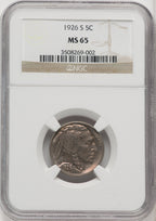 1926-S 5C Buffalo Nickel NGC MS65