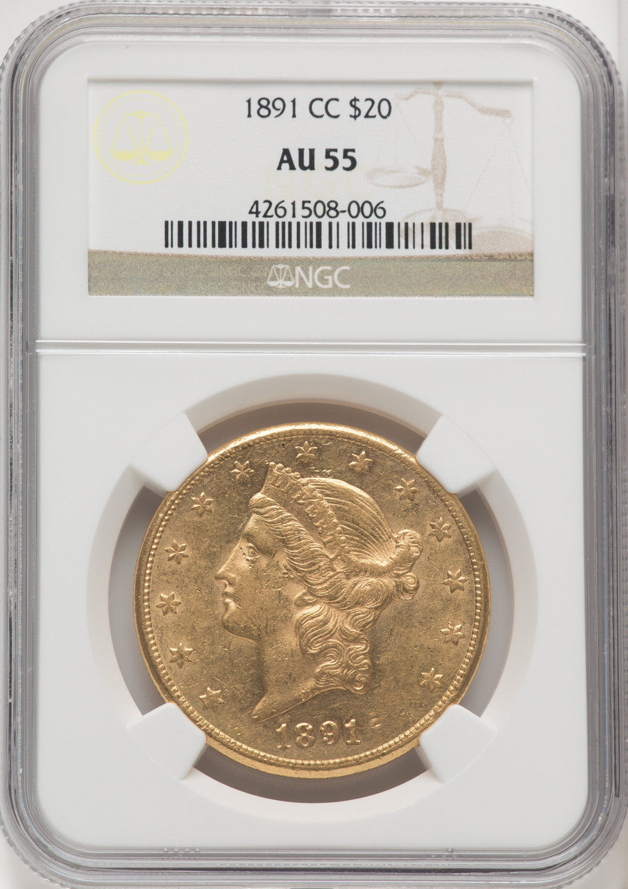 1891-CC $20 Liberty Double Eagle NGC AU55
