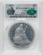 1870 $1 Judd-1021 CA CAC Patterns PCGS MS67