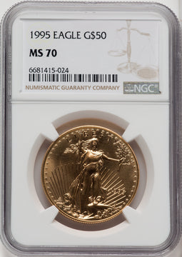 1995 $50 One-Ounce Gold Eagle NGC MS70