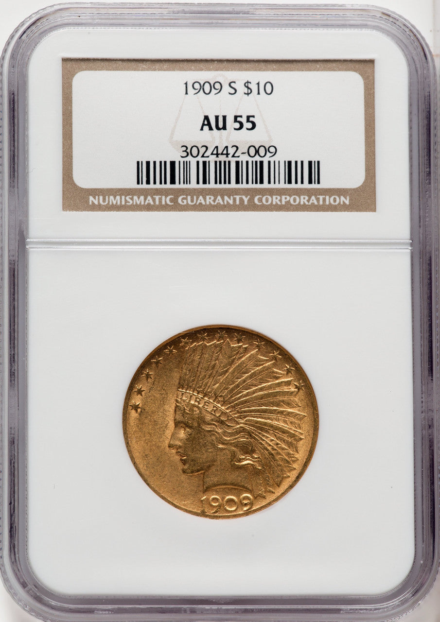 1909-S $10 Indian Eagle NGC AU55