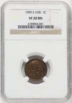 1909-S 1C VDB BN Lincoln Cent NGC VF20