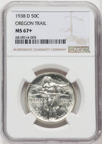 1938-D 50C Oregon Commemorative Silver NGC MS67+