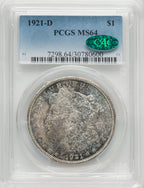 1921-D $1 CAC Morgan Dollar PCGS MS64 (767016005)