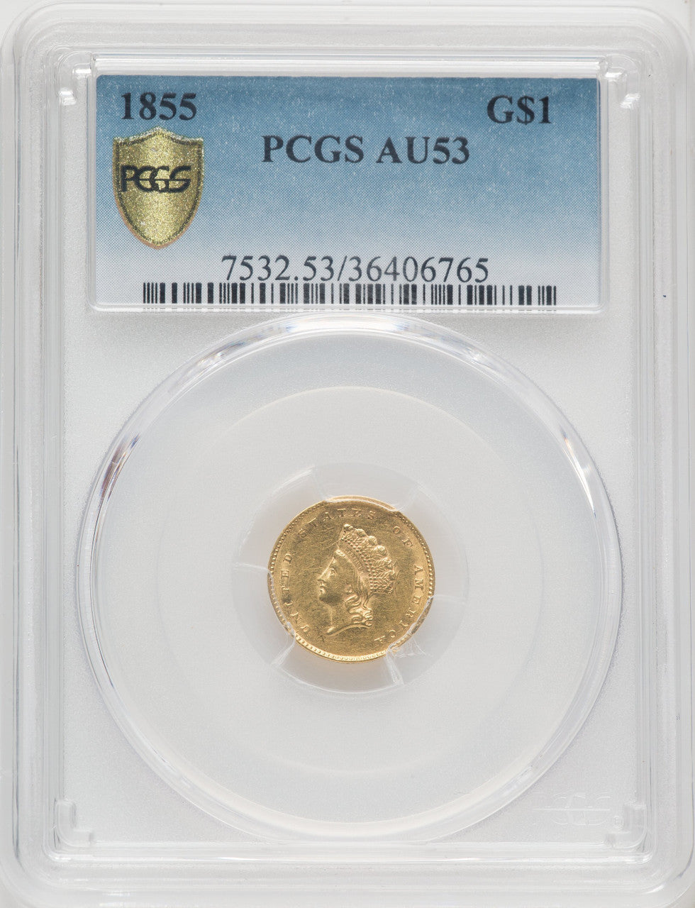 1855 G$1 Type Two Gold Dollar PCGS AU53 (766878021)