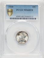 1936 10C FB Mercury Dime PCGS MS68 (767003003)