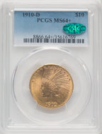 1910-D $10 CAC Indian Eagle PCGS MS64+