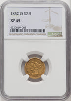 1852-O $2.50 Liberty Quarter Eagle NGC XF45