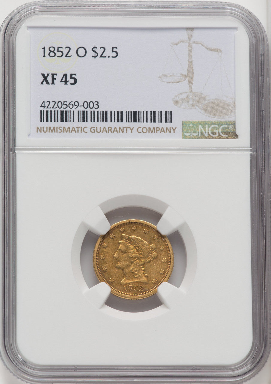 1852-O $2.50 Liberty Quarter Eagle NGC XF45