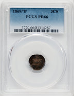 1869 3CS Proof Three Cent Silver PCGS PR66
