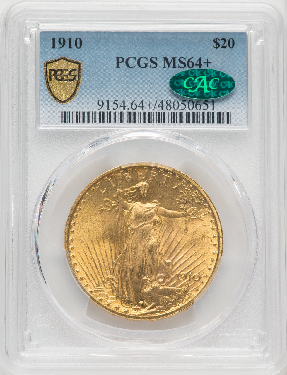 1910 $20 CAC Saint-Gaudens Double Eagle PCGS MS64+