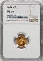 1881 G$1 Gold Dollar NGC MS68