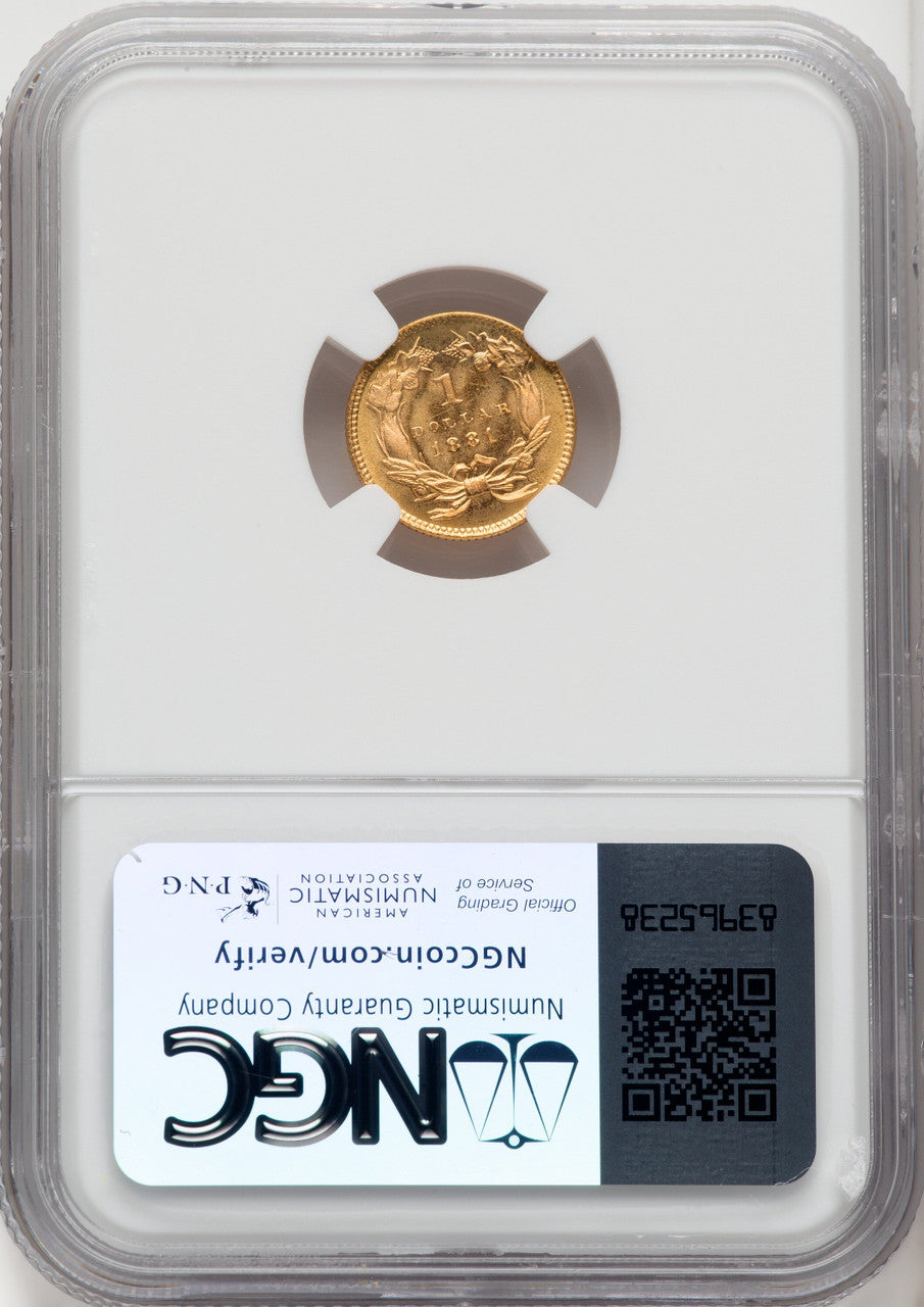 1881 G$1 Gold Dollar NGC MS68