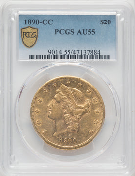 1890-CC $20 Liberty Double Eagle PCGS AU55