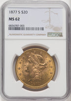 1877-S $20 Liberty Double Eagle NGC MS62 (518529028)