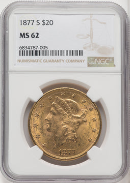 1877-S $20 Liberty Double Eagle NGC MS62 (518529026)