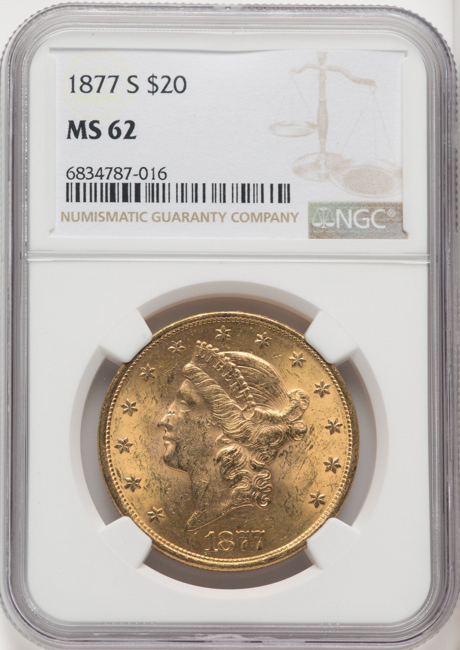 1877-S $20 Liberty Double Eagle NGC MS62 (518529030)