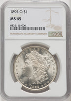1892-O $1 Morgan Dollar NGC MS65