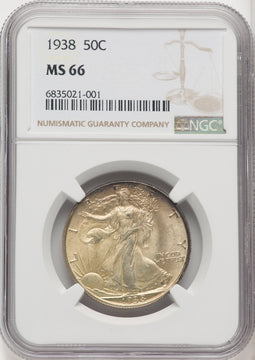 1938 50C Walking Liberty Half Dollar NGC MS66