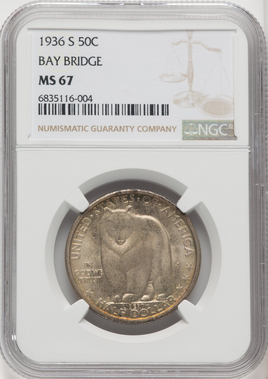 1936-S 50C Bay Bridge Commemorative Silver NGC MS67 (765353001)
