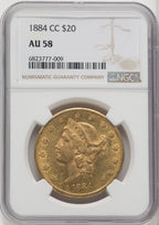 1884-CC $20 Liberty Double Eagle NGC AU58 (766865034)