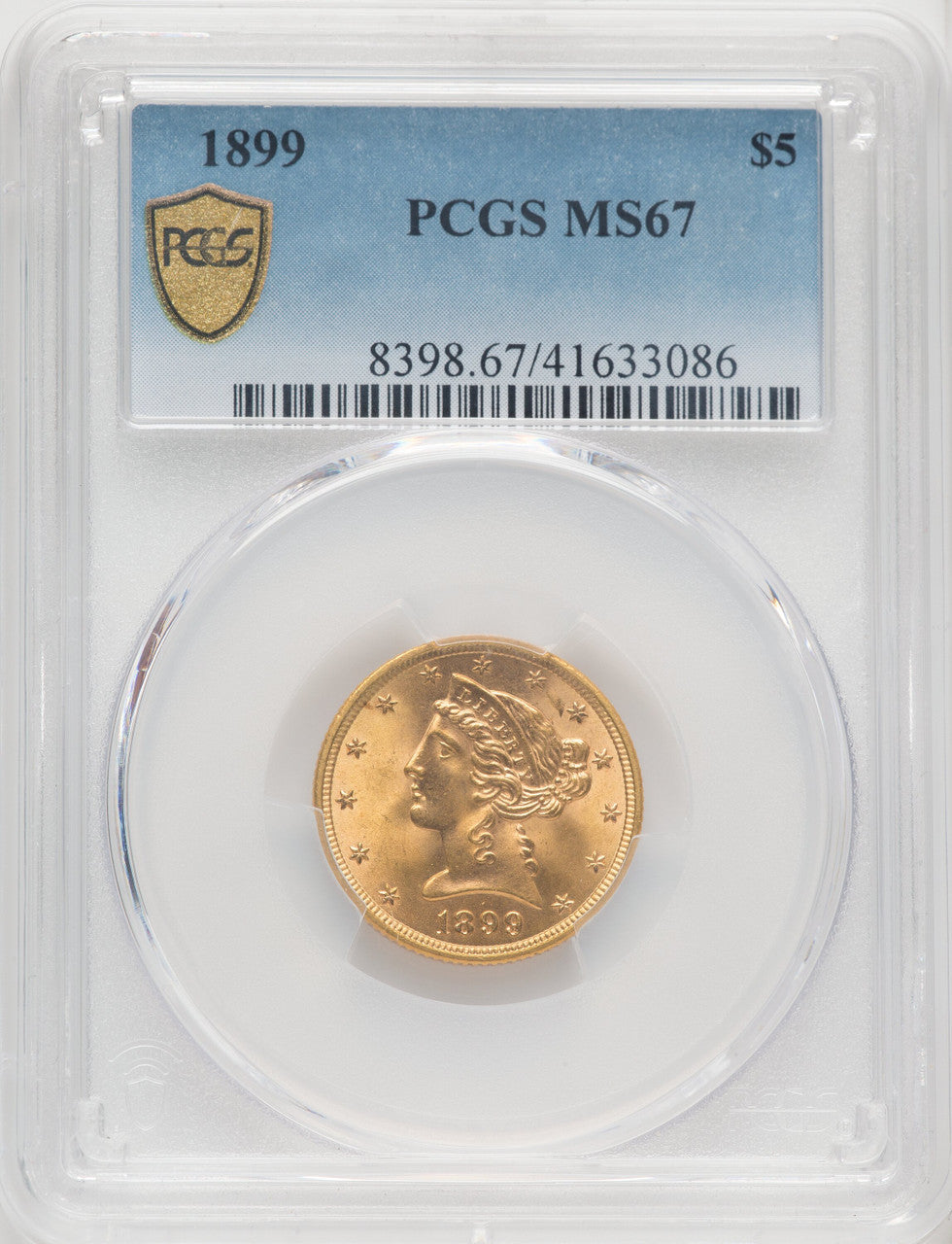1899 $5 Liberty Half Eagle PCGS MS67