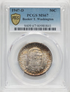 1947-D 50C Booker T. Washington Commemorative Silver PCGS MS67