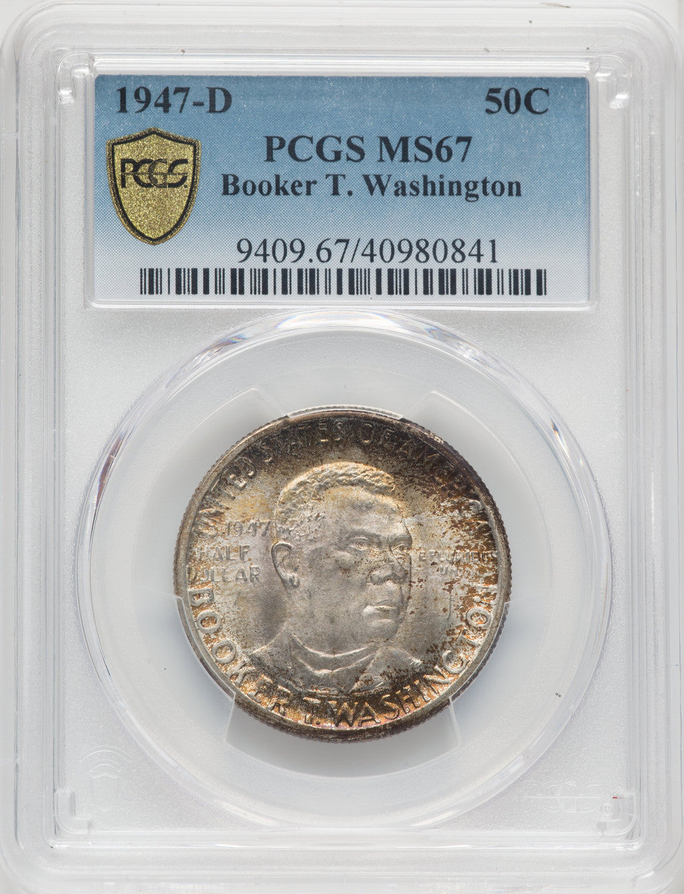 1947-D 50C Booker T. Washington Commemorative Silver PCGS MS67