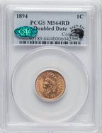 1894 1C DBLE DATE Indian Cent PCGS MS64