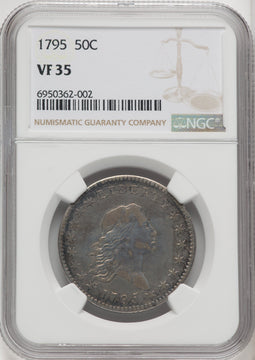 1795 50C 2 Leaves Early Half Dollar NGC VF35