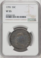1795 50C 2 Leaves Early Half Dollar NGC VF35